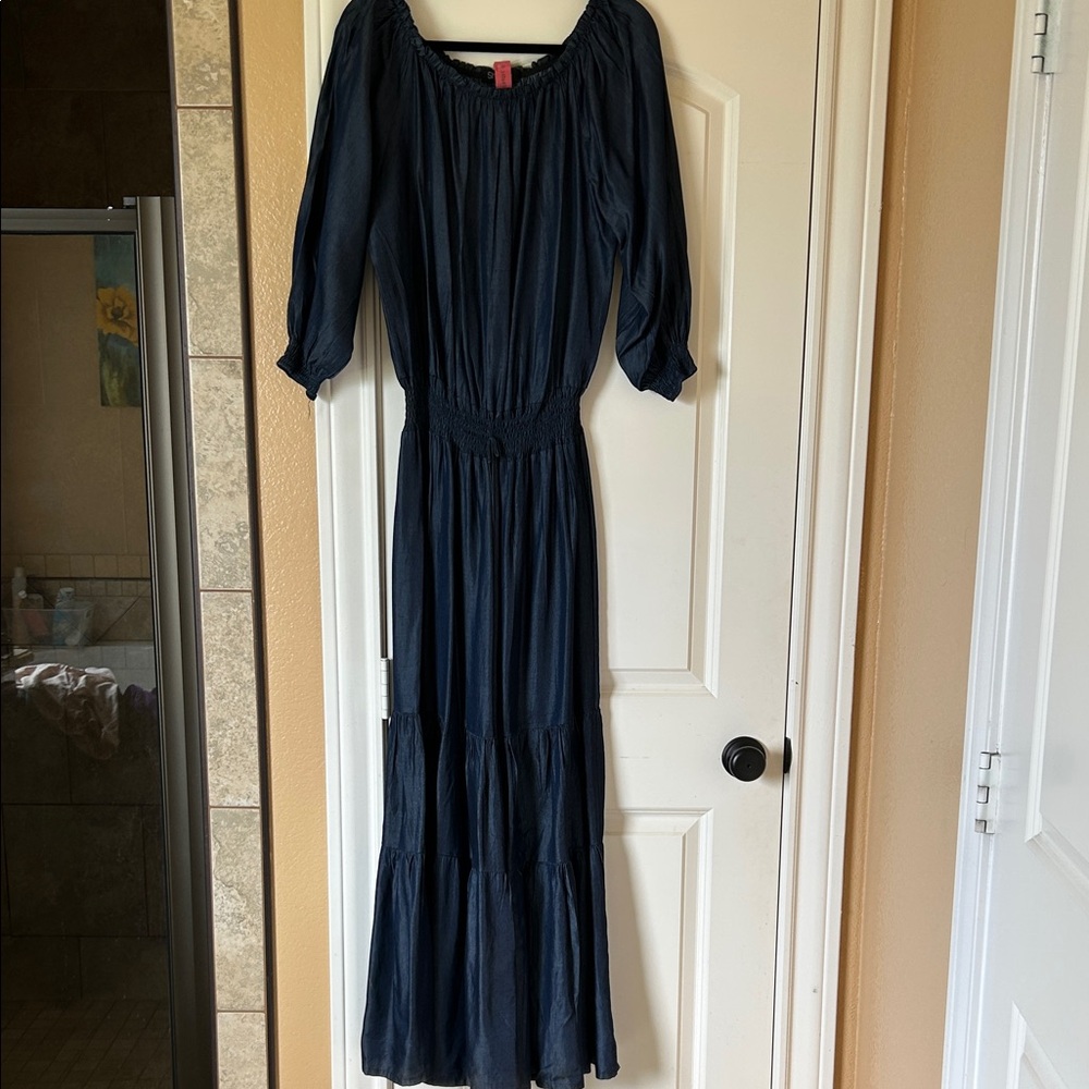 Elegant Navy Long Sleeve Dress